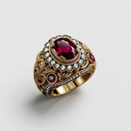 Women's Oval Red Stone Ring