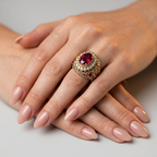 Women's Oval Red Stone Ring