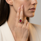 Women's Oval Red Stone Ring