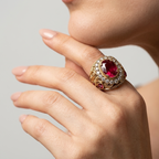 Women's Oval Red Stone Ring