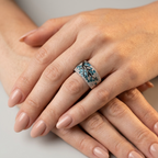 Women's Pave Blue Stone Ring
