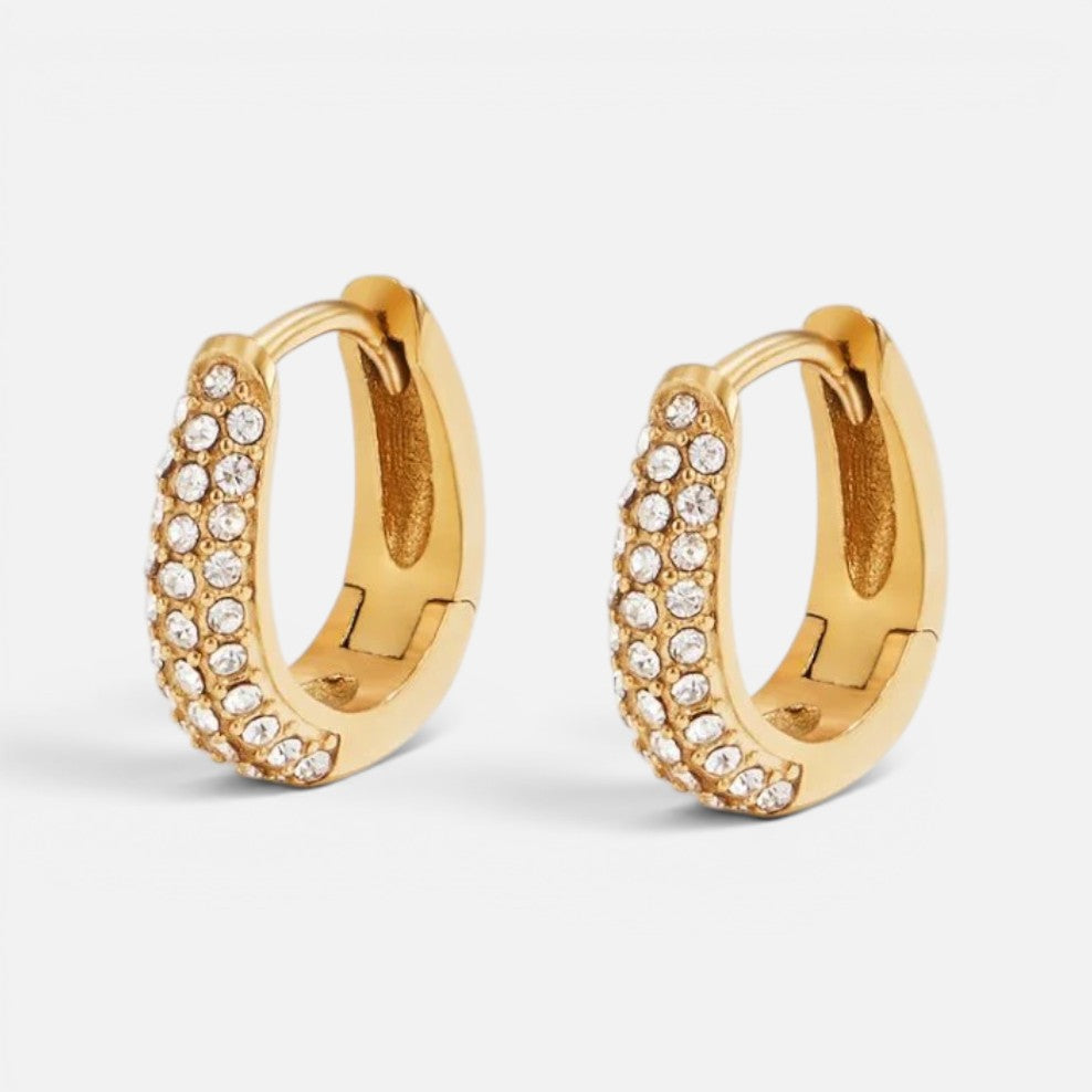 Women's Pave Crystal Huggie Earrings