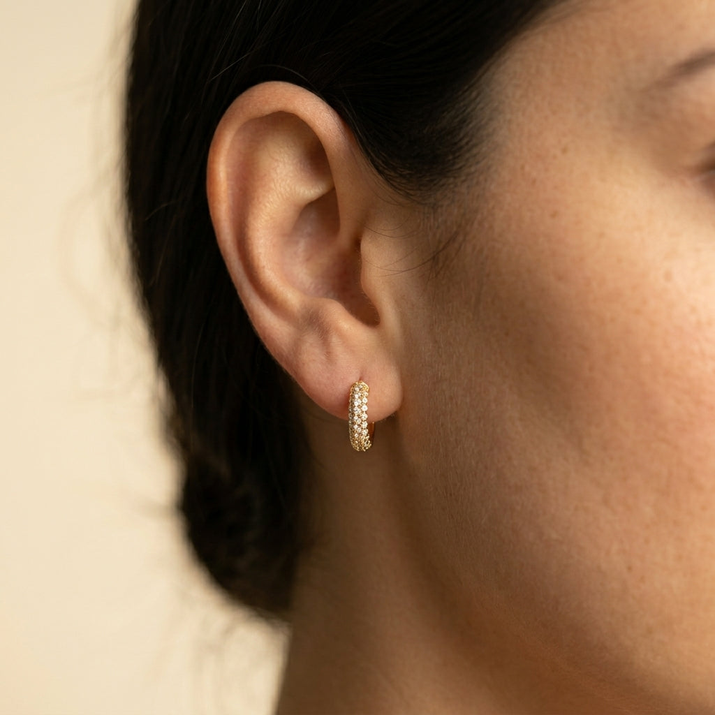 Women's Pave Crystal Huggie Earrings