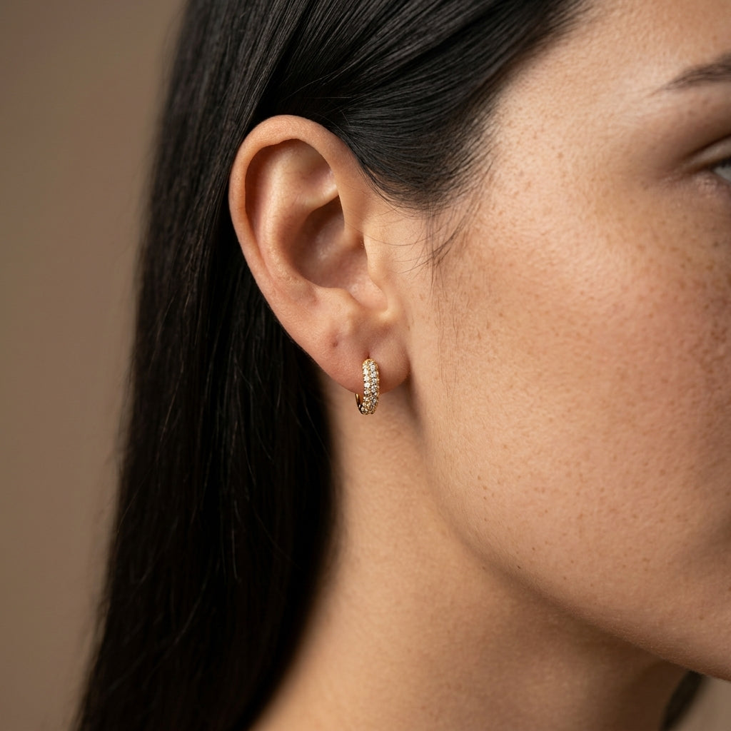 Women's Pave Crystal Huggie Earrings