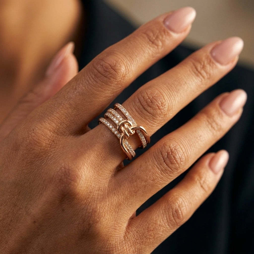 Women's Pavé Crystal Knot Ring