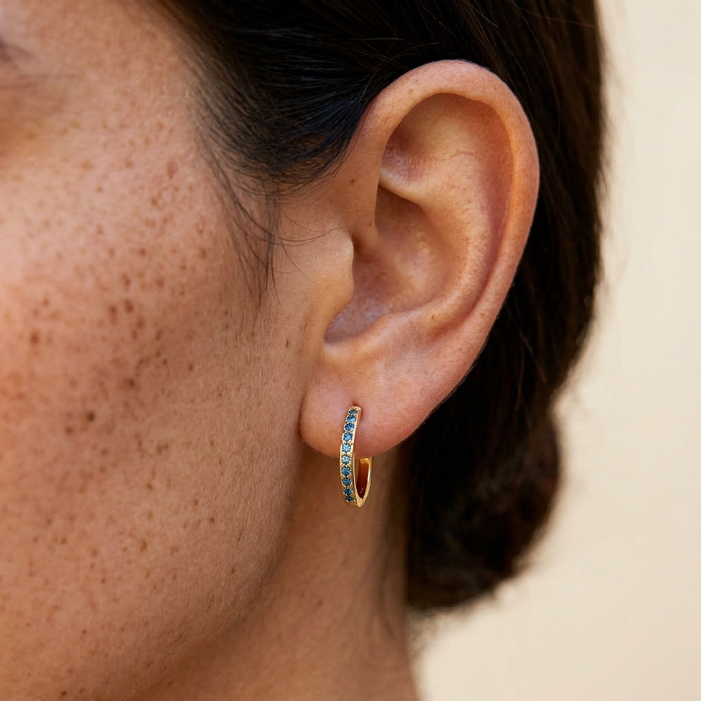 Women's Pave Huggie Hoop Earrings