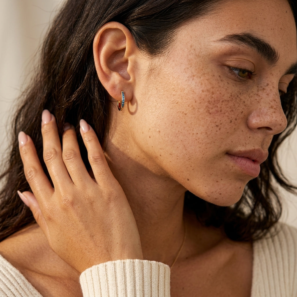 Women's Pave Huggie Hoop Earrings