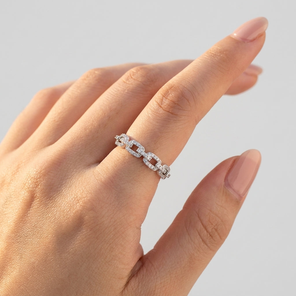 Women's Pave Link Ring