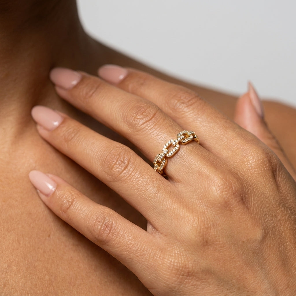 Women's Pave Link Ring