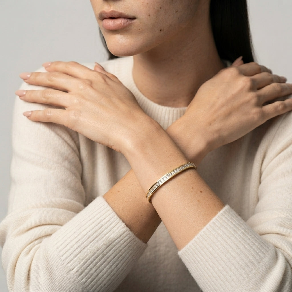 Women's Polished Crystal Bangle