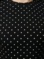 Women's Polka Dot A-Line Maxi Dress with Cap Sleeve and Round Neck