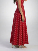 Women's Polka Dot Maxi Dress with Spaghetti Straps and Square Neck