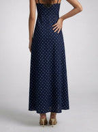 Women's Polka Dot Maxi Dress with Spaghetti Straps and Square Neck