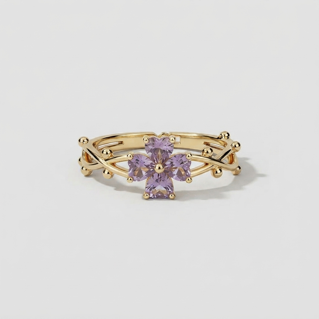 Women's Purple Flower Vine Ring
