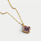 Women's Purple Stone Clover Necklace