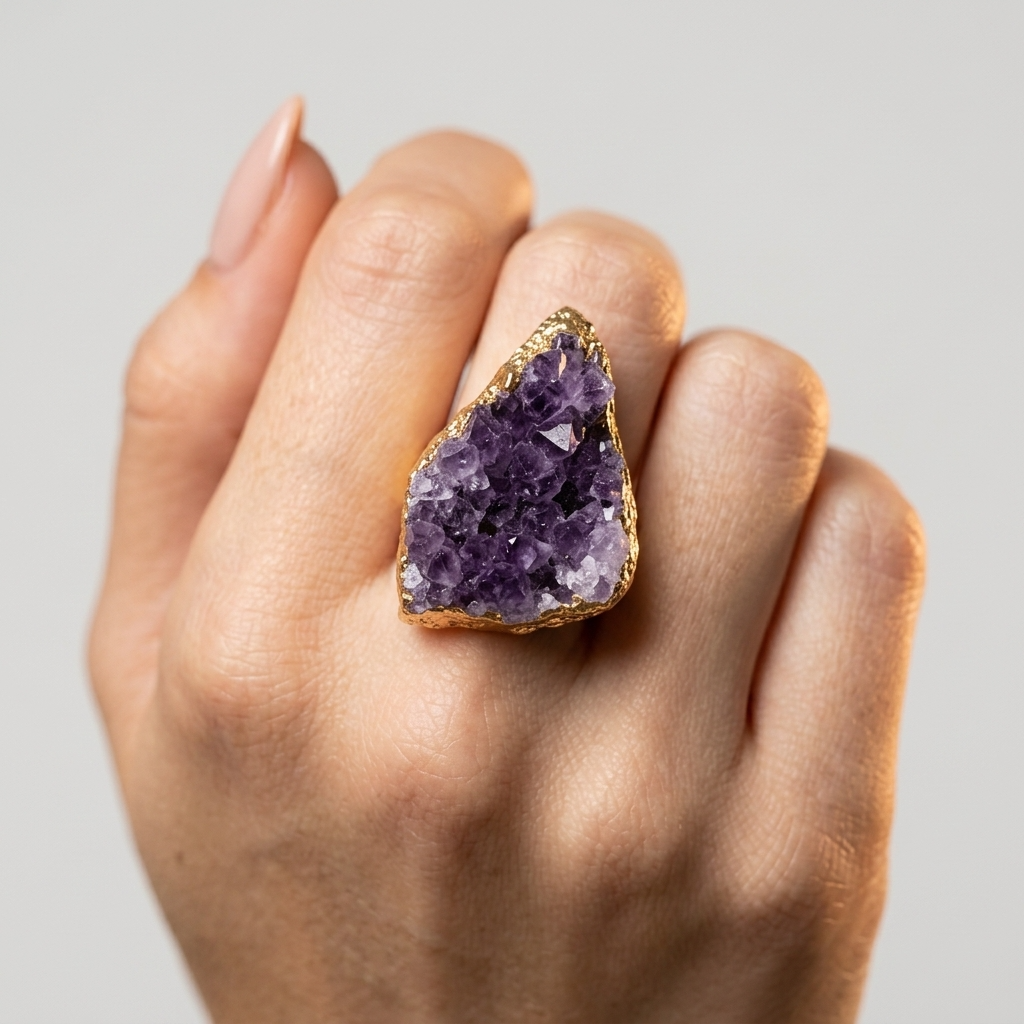 Women's Raw Purple Stone Ring