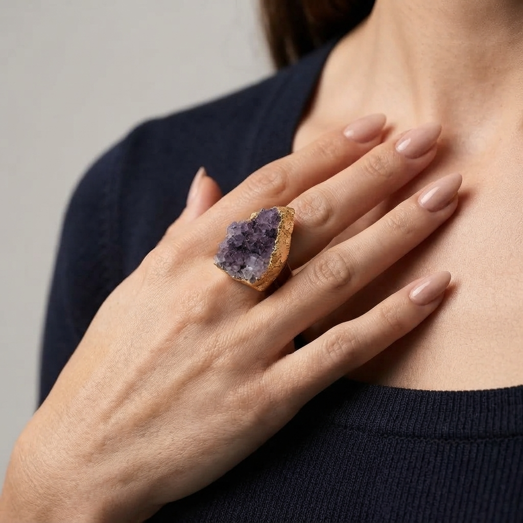 Women's Raw Purple Stone Ring
