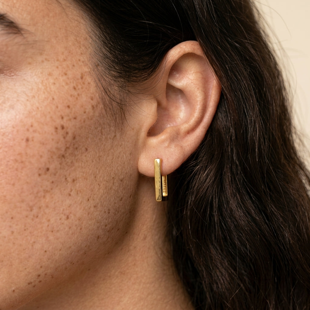 Women's Rectangle Huggie Hoop Earrings