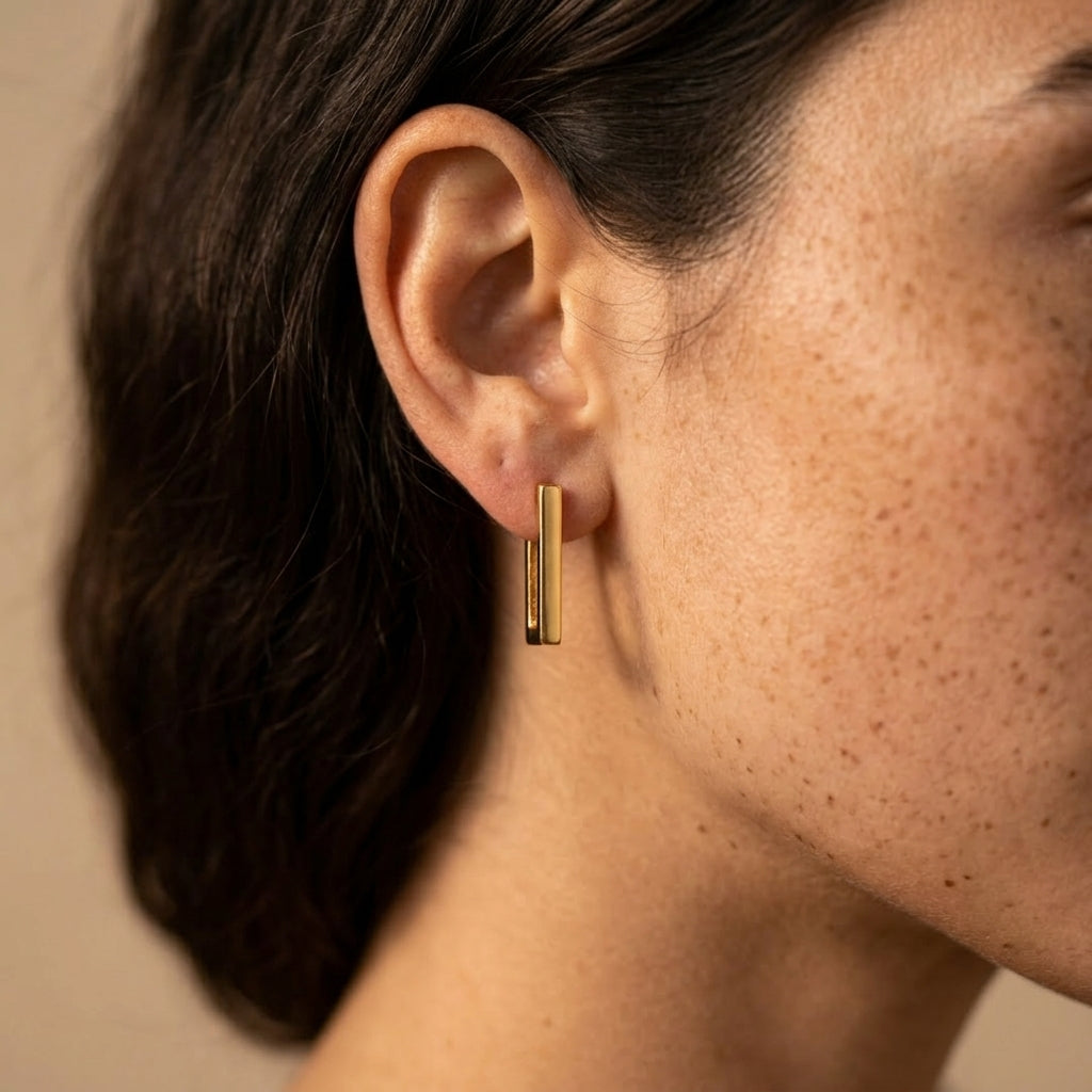 Women's Rectangle Huggie Hoop Earrings