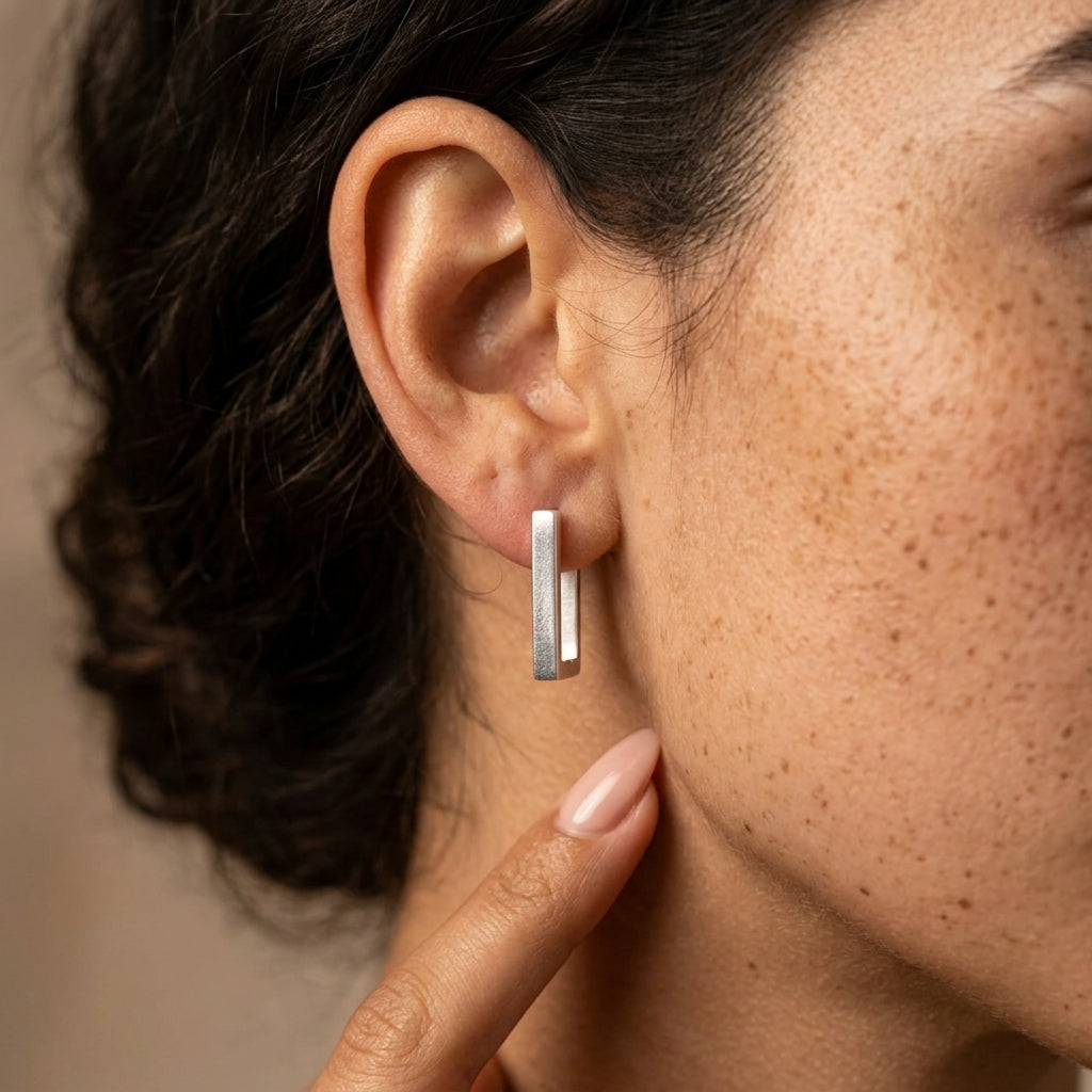 Women's Rectangle Huggie Hoop Earrings
