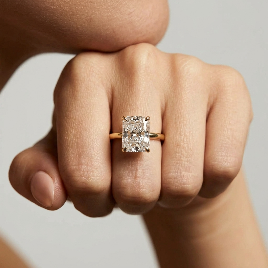 Women's Rectangular Crystal Ring