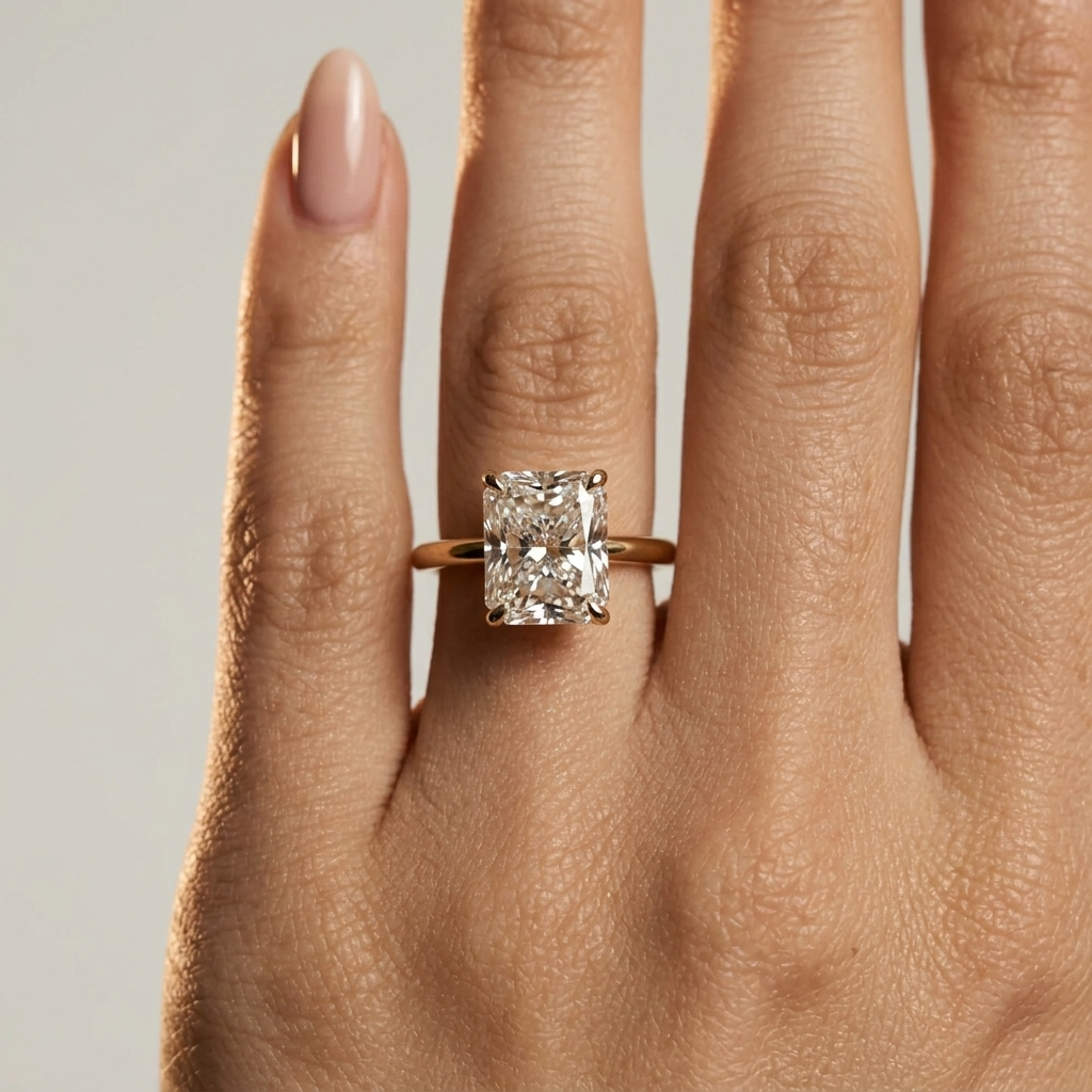 Women's Rectangular Crystal Ring