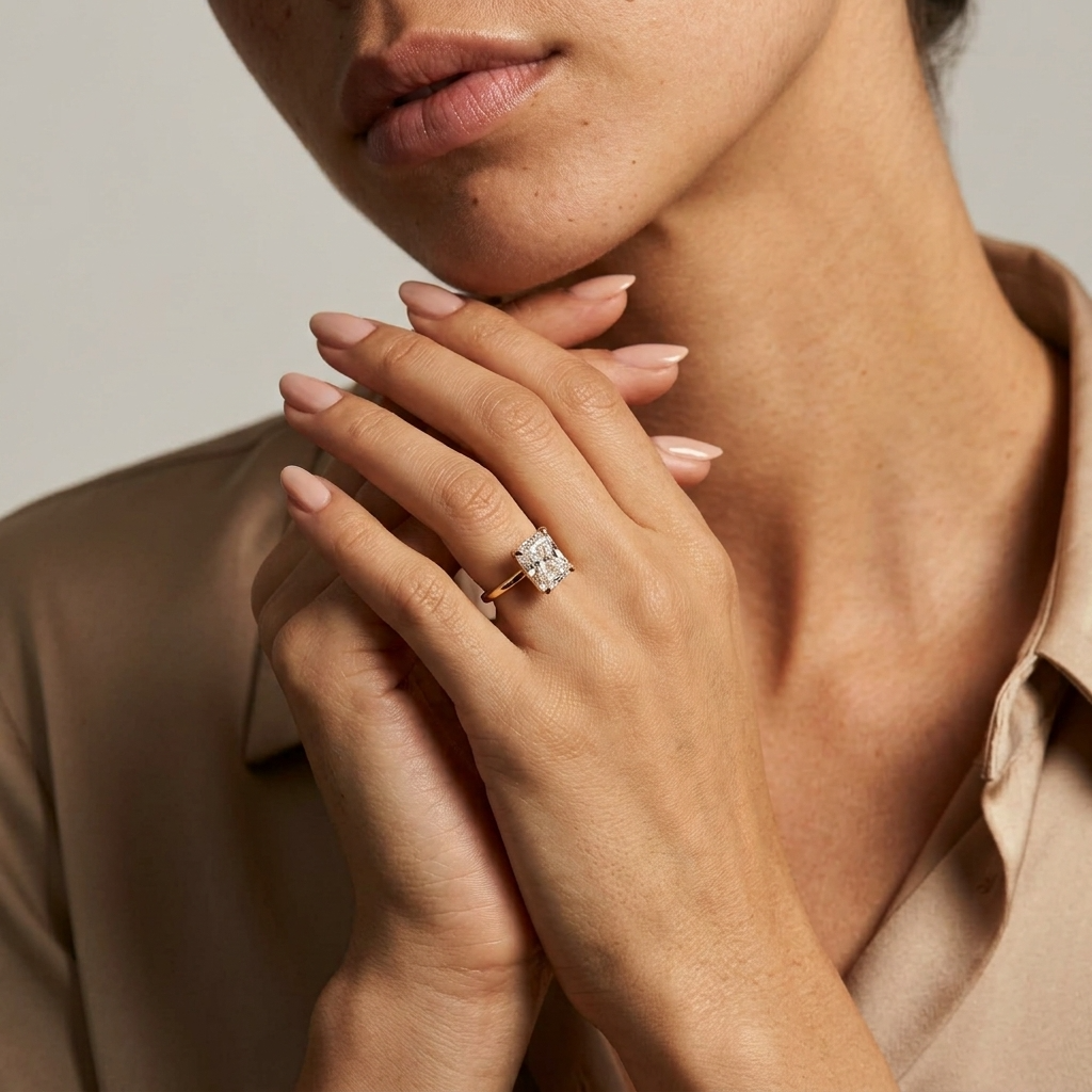 Women's Rectangular Crystal Ring
