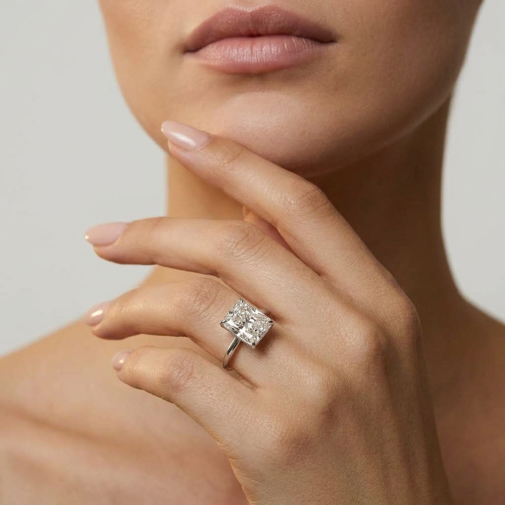 Women's Rectangular Crystal Ring