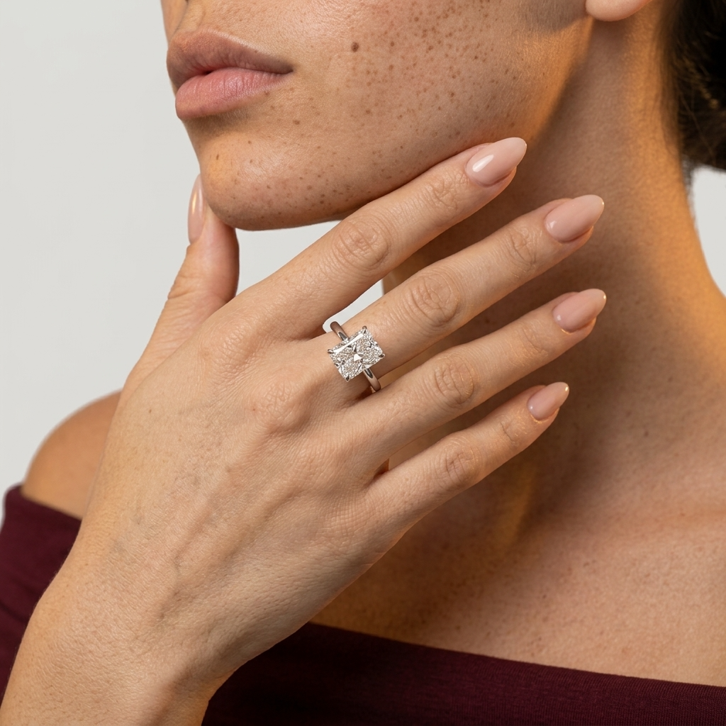 Women's Rectangular Crystal Ring