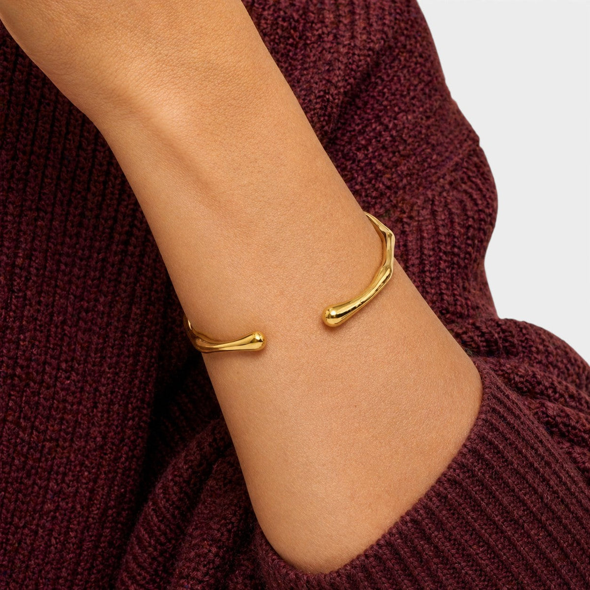 Women's Rippled Open Cuff Bangle