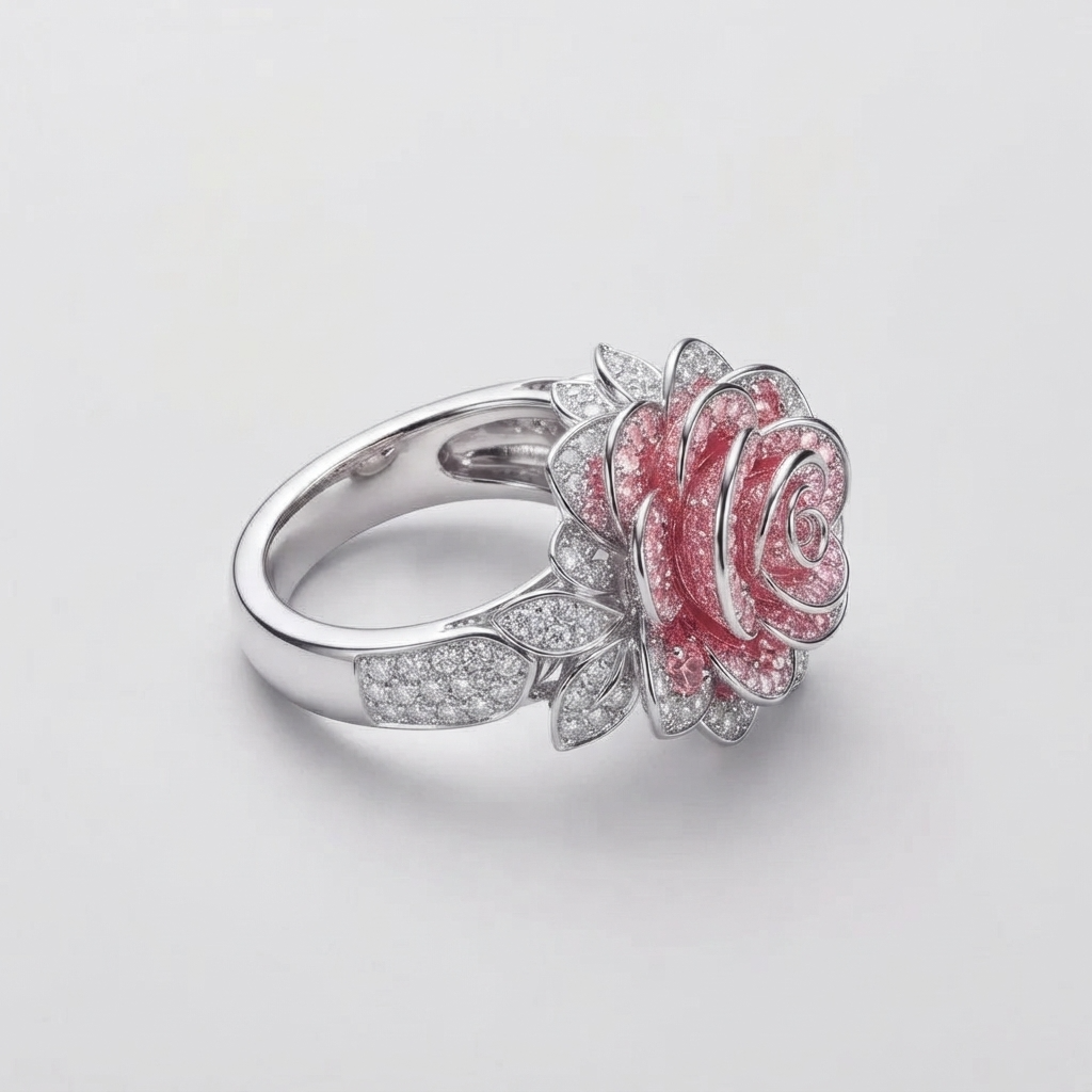 Women's Rose Enamel Ring