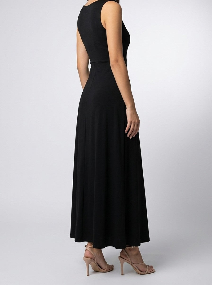 Women's Round Neck Sleeveless A-Line Maxi Dress