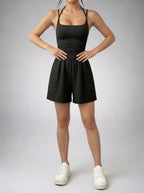 Women's Ruched Waist Playsuit with Scoop Neck
