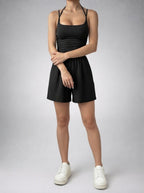Women's Ruched Waist Playsuit with Scoop Neck