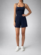 Women's Ruched Waist Playsuit with Scoop Neck