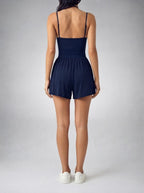 Women's Ruched Waist Playsuit with Scoop Neck