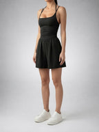 Women's Ruched Waist Playsuit with Scoop Neck