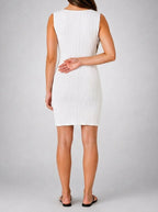 Women's Sleeveless Shift Mini Dress with V-Neck