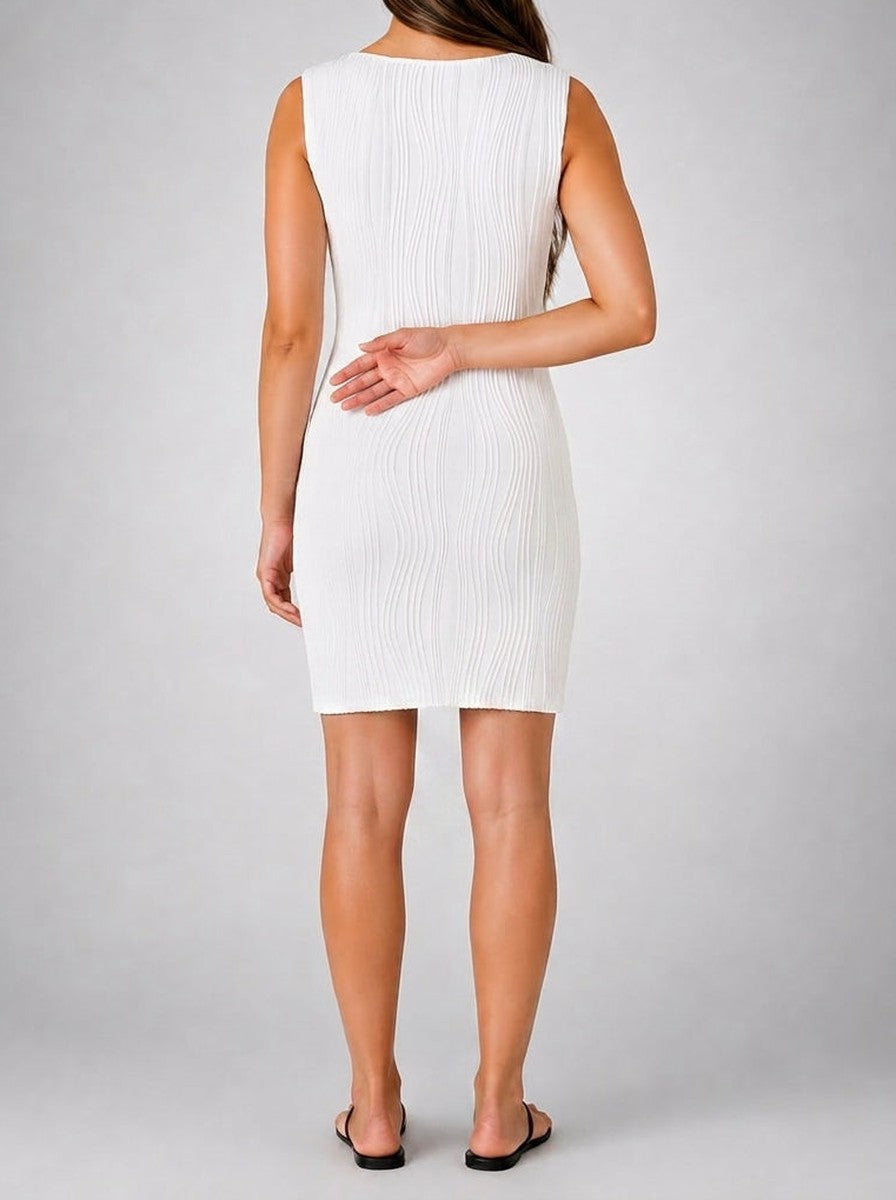 Women's Sleeveless Shift Mini Dress with V-Neck