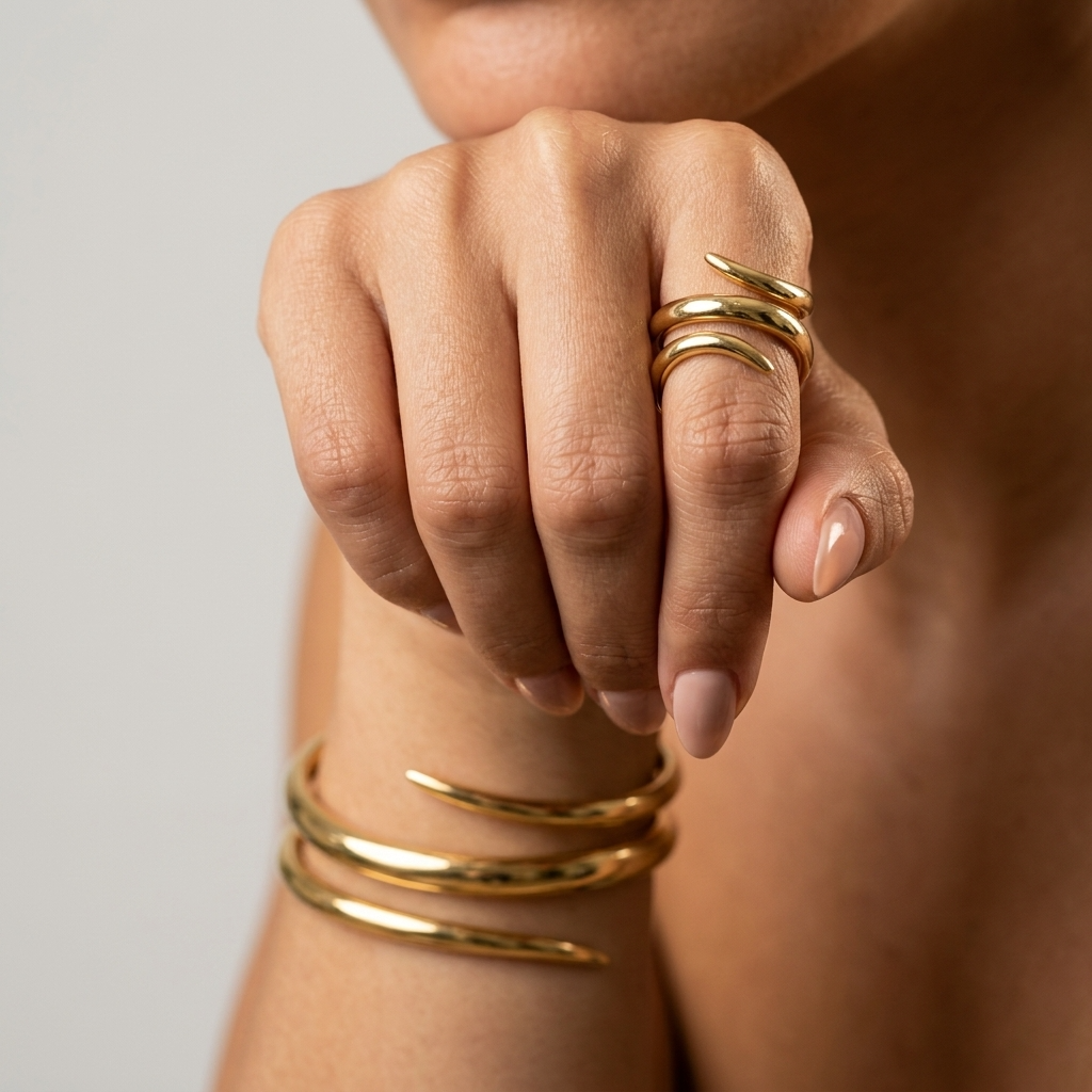 Women's Snake Wrap Cuff and Ring Set