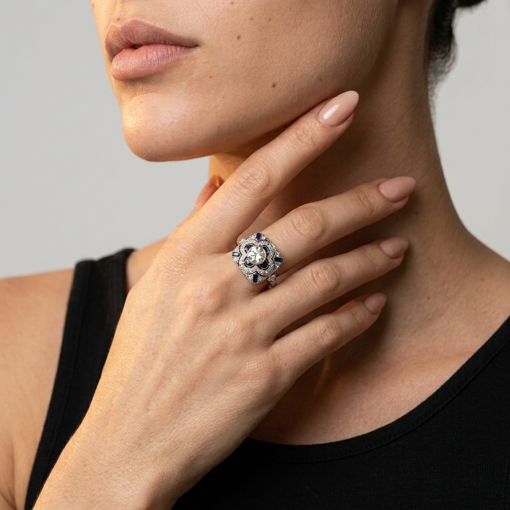 Women's Square Blue Stone Ring
