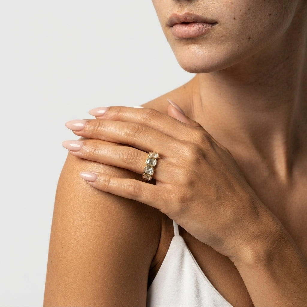 Women's Square Crystal Ring