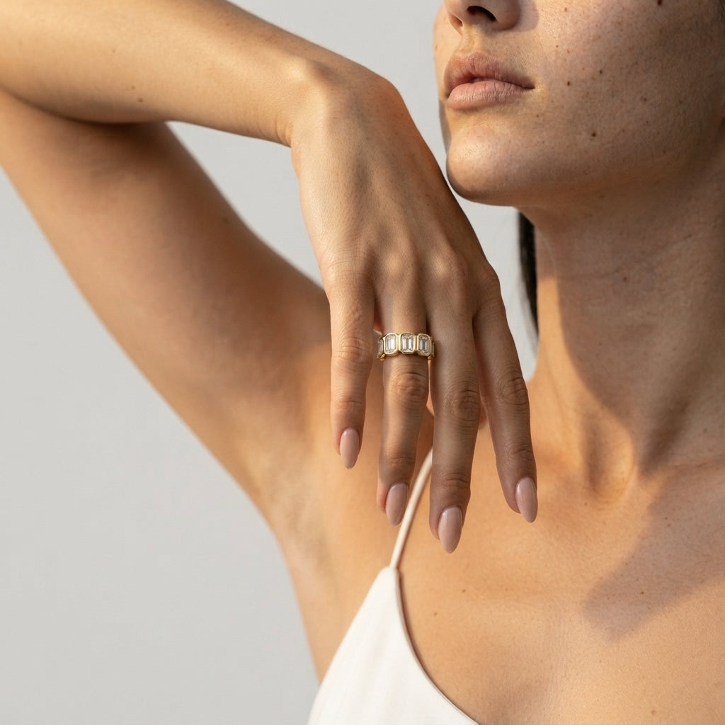 Women's Square Crystal Ring