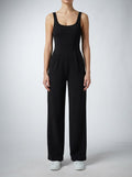 Women's Square Neck Wide Leg Jumpsuit with Pockets