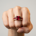 Women's Square Red Stone Ring