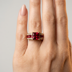 Women's Square Red Stone Ring