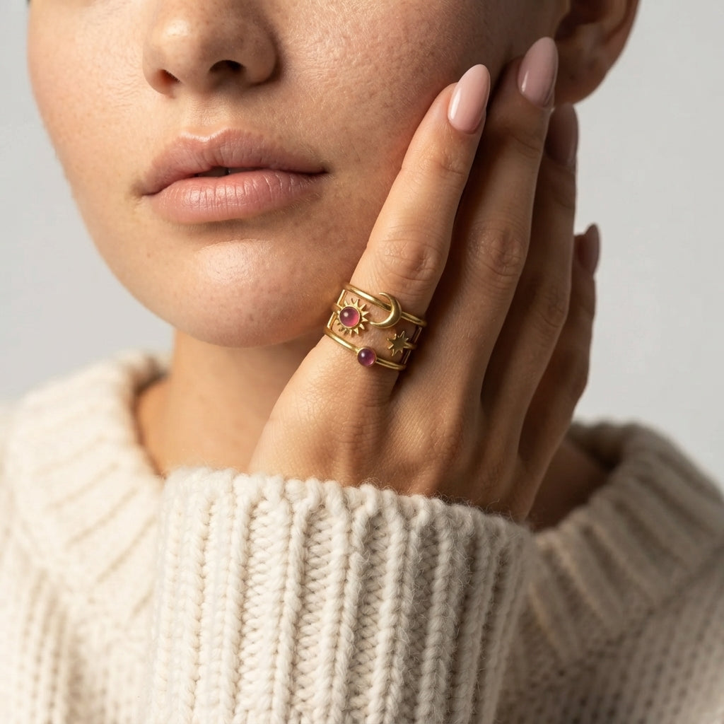 Women's Star Crescent Ring