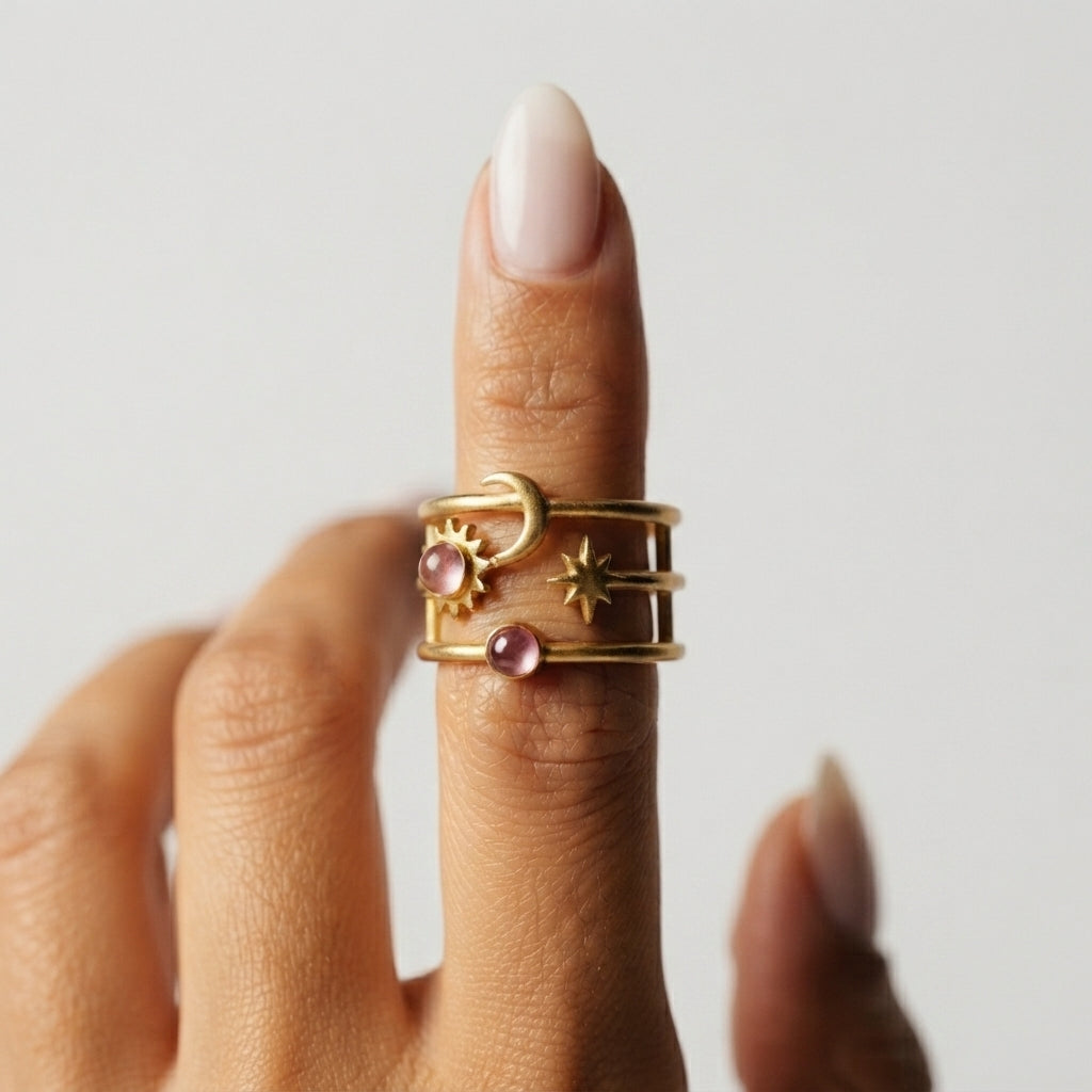 Women's Star Crescent Ring