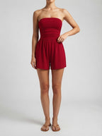 Women's Strapless Ruched Playsuit