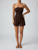 Women's Strapless Ruched Playsuit